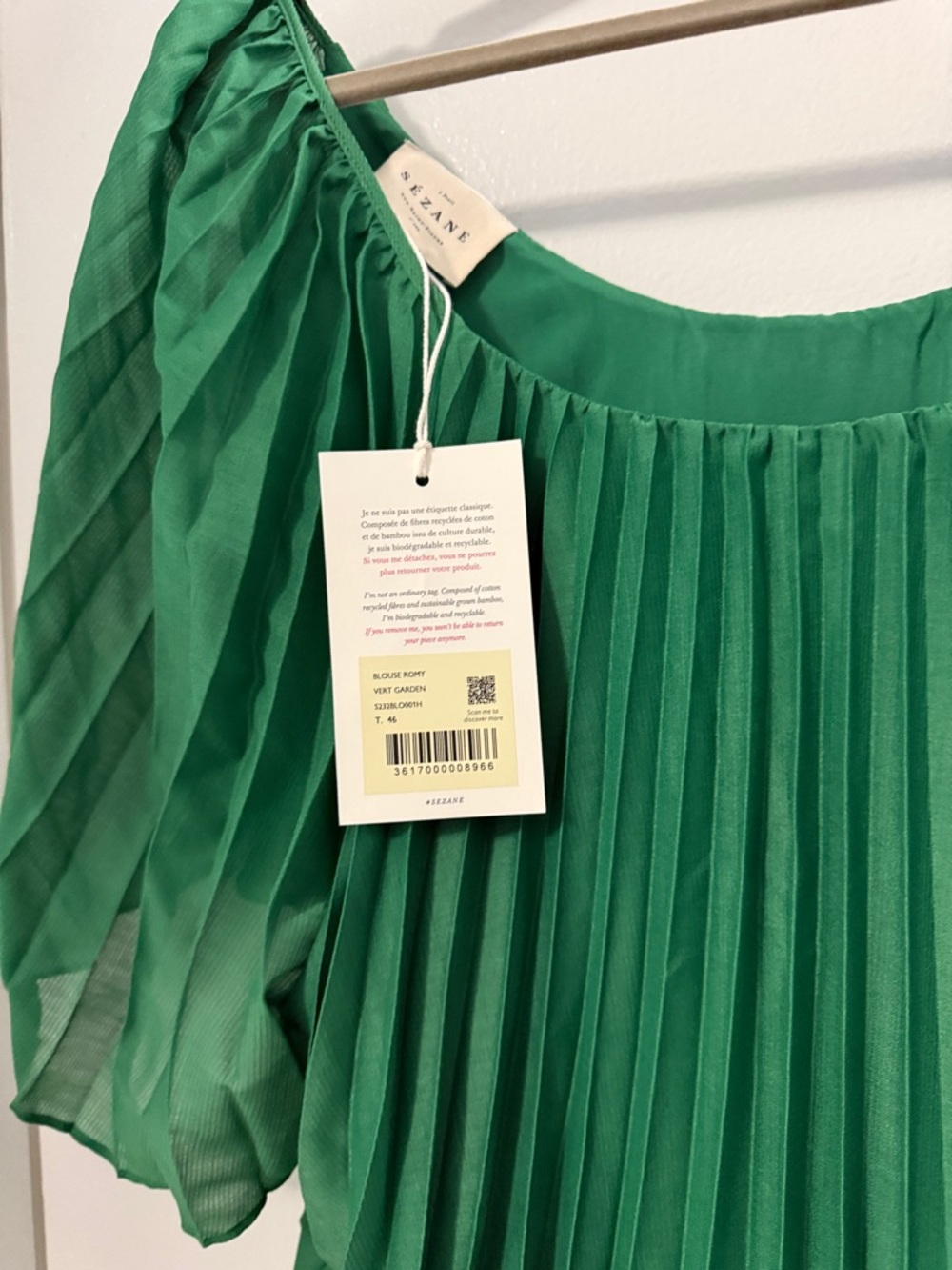 Sezane Romy Blouse Garden Green - Size 14 - Picture 2 of 3
